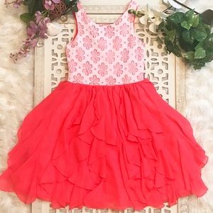 🎉HP 🎉 Ivory/peach flutter skirt girls dress 12